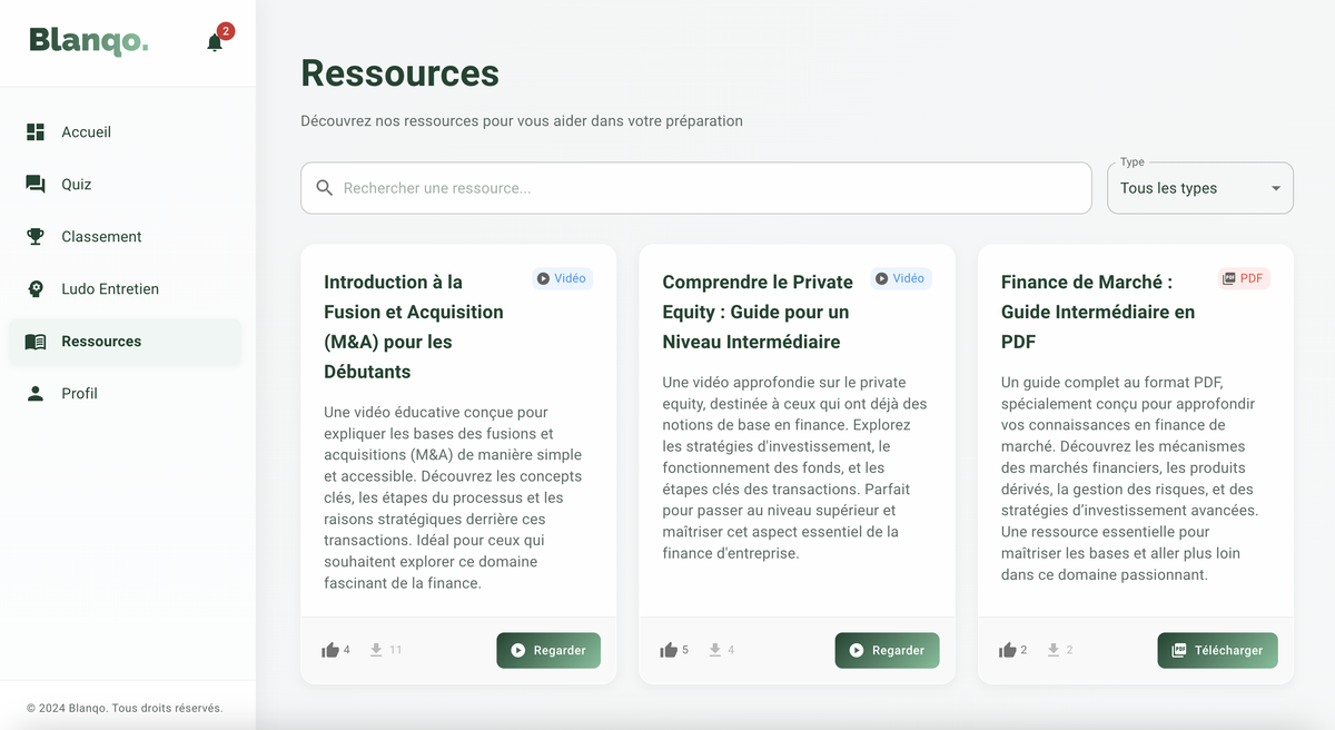 Interface Statistiques